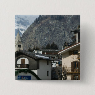 Badge Carré 5 Cm Europe, Italie, Vallée d'Aoste, COURMAYEUR : Ville