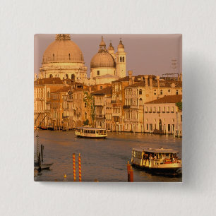 Badge Carré 5 Cm Europe, Italie, Vénétie, Venise. Vue au coucher du