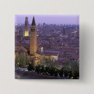 Badge Carré 5 Cm Europe, Italie, Vénétie, Vérone. Vue de Castel