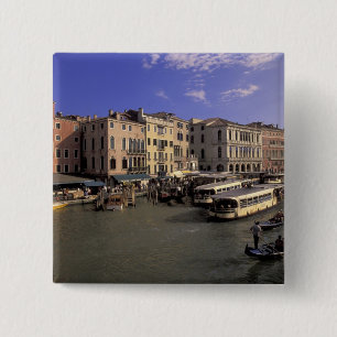 Badge Carré 5 Cm Europe, Italie, Venise, Circulation de bateaux par