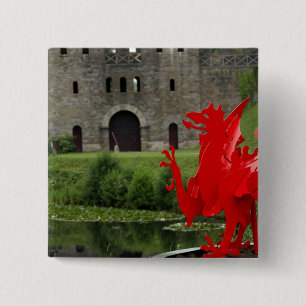 Badge Carré 5 Cm Europe, Pays de Galles, Cardiff. Château de Cardif