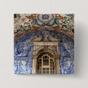 Badge Carré 5 Cm Europe, Portugal, Obidos. Architecture colorée