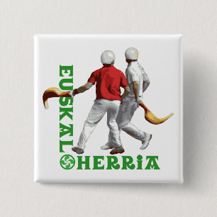 Badge Carré 5 Cm Euskal Herria : Jai alai Basque (jai-alai) de