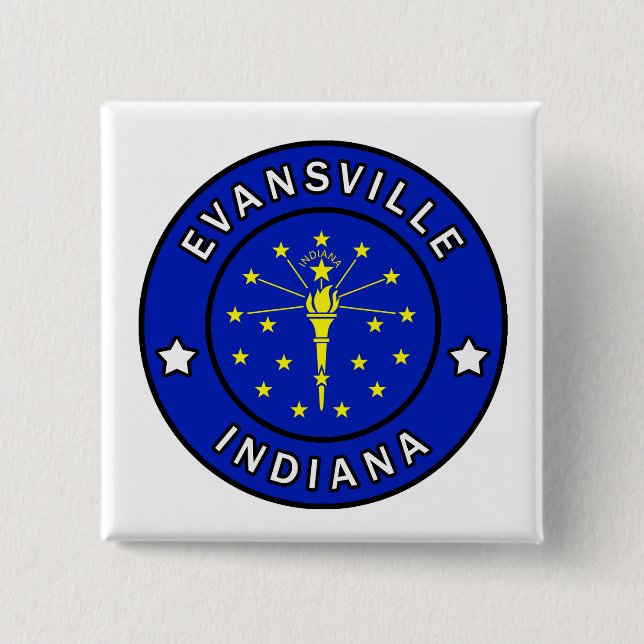 Badge Carré 5 Cm Evansville Indiana (Devant)