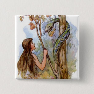 Badge Carré 5 Cm Ève et le serpent