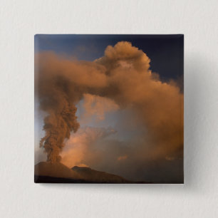 Badge Carré 5 Cm Évent sommital du Mt. Etna, Sicile, Italie