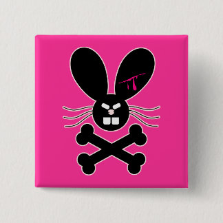 Badge Carré 5 Cm Evil Emo Bunny Crossbones
