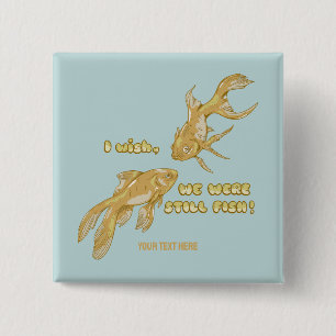 Badge Carré 5 Cm Évolution du poisson drôle de poisson rouge