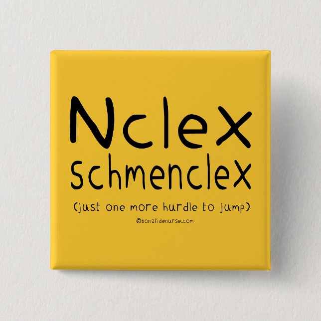 Badge Carré 5 Cm Examen de soins de NCLEX Schmenclex (Devant)