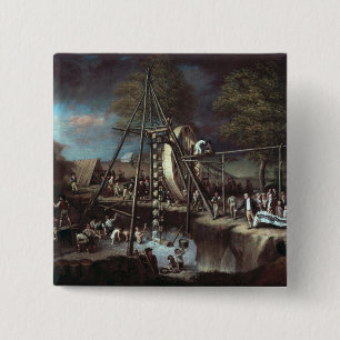 Badge Carré 5 Cm Exhumation du mastodonte, 1806