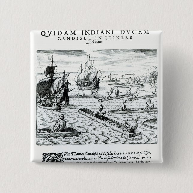 Badge Carré 5 Cm Expédition de Thomas Cavendish (Devant)