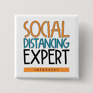 Badge Carré 5 Cm Expert Distances Sociales Introduction