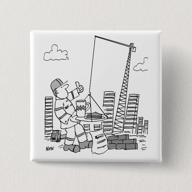 Badge Carré 5 Cm Exploitant de grue hors-bord du chantier (Devant)