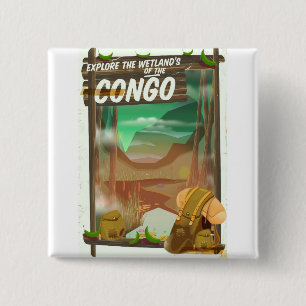 Badge Carré 5 Cm Explorer les zones humides du Congo