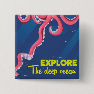 Badge Carré 5 Cm Explorer l'océan profond