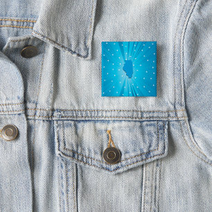 Badge Carré 5 Cm Explosion d'étoiles bleues de la silhouette de l'I