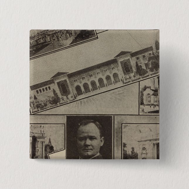 Badge Carré 5 Cm Exposition Pacifique Alaska-Yukon, Seattle, 1909 (Devant)