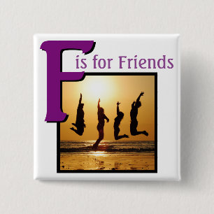 Badge Carré 5 Cm F pour les amis