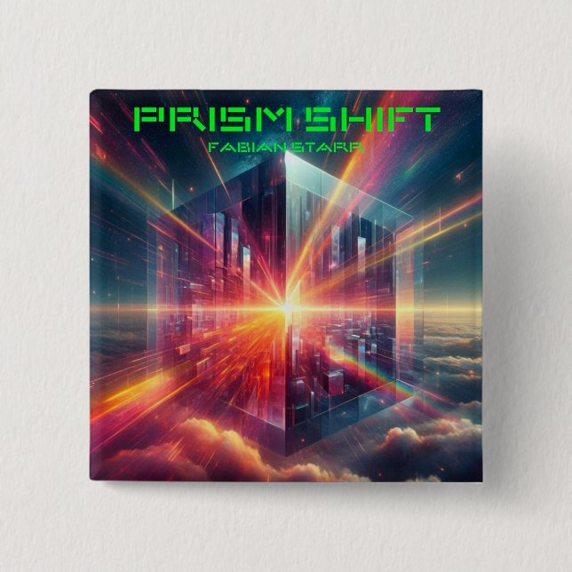 Badge Carré 5 Cm Fabian Prism Shift Fan Button  (Devant)