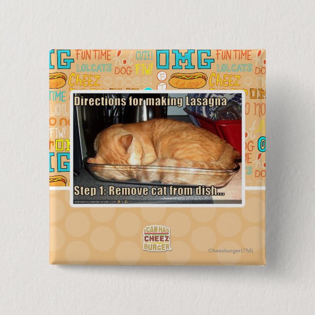 Badge Carré 5 Cm Fabrication du lasagne (Devant)