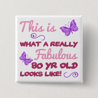 Badge Carré 5 Cm Fabuleux 80e anniversaire