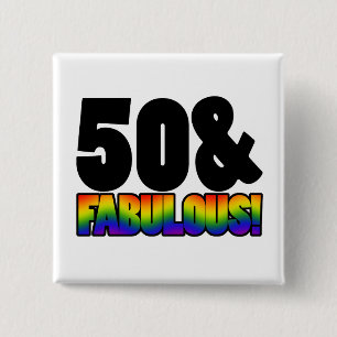 Badge Carré 5 Cm Fabuleux Gay 50e anniversaire