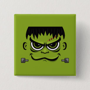 Badge Carré 5 Cm Face Frankenstein Halloween