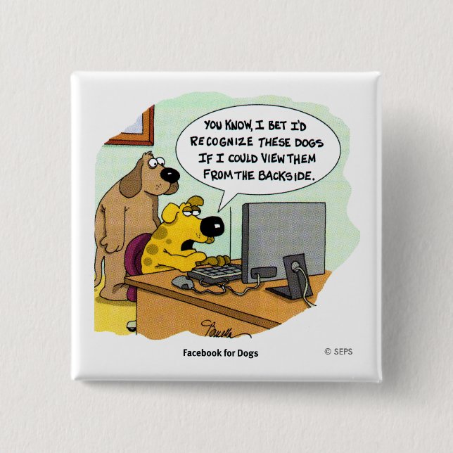 Badge Carré 5 Cm Facebook pour des chiens (Devant)