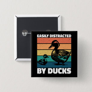 Badge Carré 5 Cm Facilement Distrait Par Canards Amoureux Cool Agri