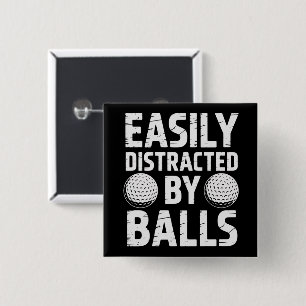 Badge Carré 5 Cm Facilement distrait par les balles Amateur de golf