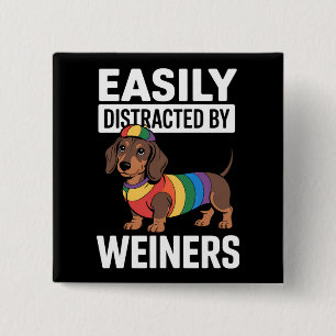 Badge Carré 5 Cm Facilement Distrait Par Weiners LGBTQ Arc-en-ciel