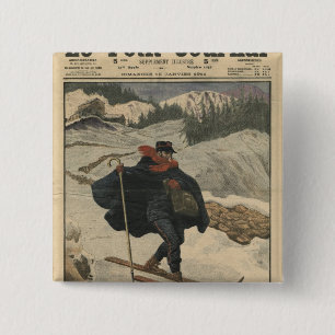 Badge Carré 5 Cm Facteurs alpins à l'aide du ski