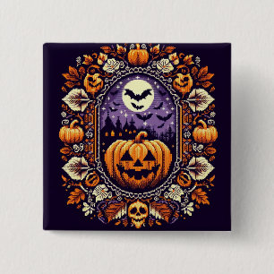 Badge Carré 5 Cm Fair Isle/Colorwork Vintage Halloween/automne