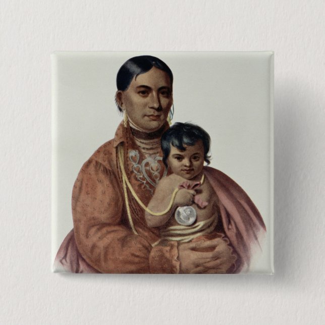 Badge Carré 5 Cm Faire-Chéri-Vont, une femme d'Osage (Devant)