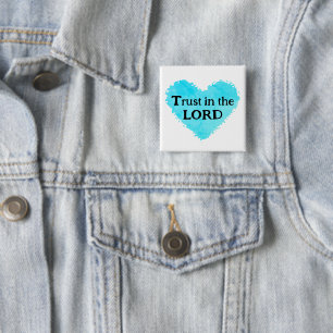 Badge Carré 5 Cm Faire Confiance au Seigneur Poisson Feuilles Viole