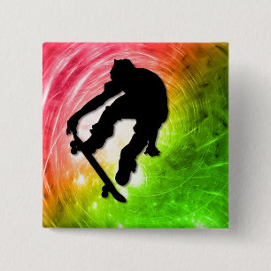 Badge Carré 5 Cm Faire de la planche à roulettes dans un cyclone