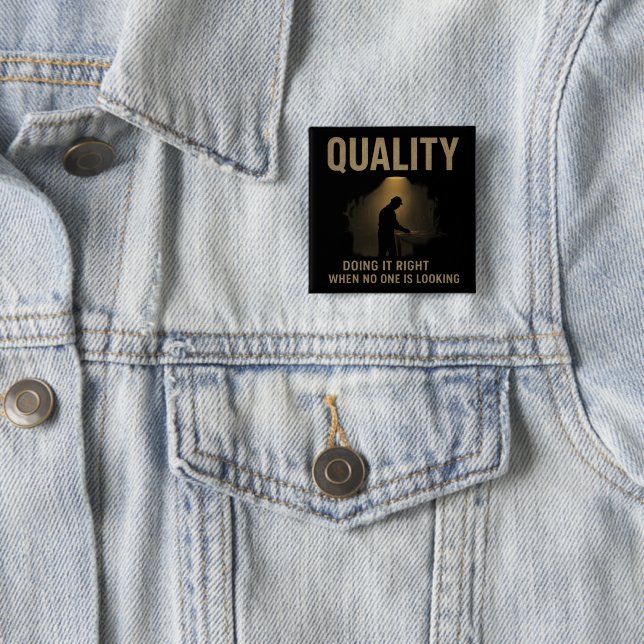 Badge Carré 5 Cm Faire les choses correctement - Motivation de l'in (En situation)