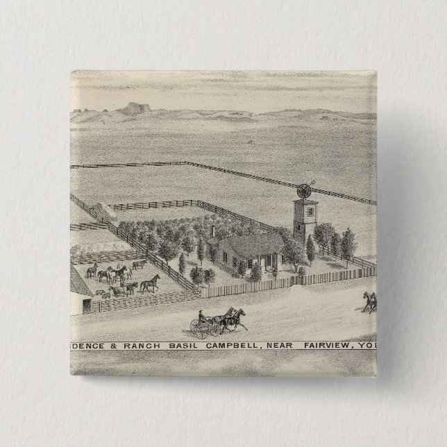Badge Carré 5 Cm Fairview res, ranch (Devant)