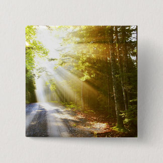 Badge Carré 5 Cm Faisceaux de Sun par la forêt en parc national