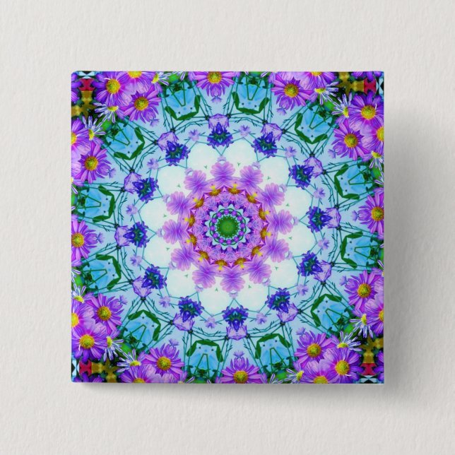 Badge Carré 5 Cm Faisée violette géométrique (Devant)