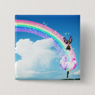 Badge Carré 5 Cm Faisons un arc en ciel