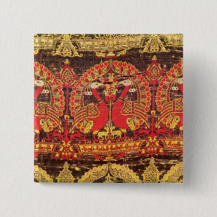 Badge Carré 5 Cm Faites face au motif de paon et à l'inscription