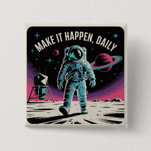 Badge Carré 5 Cm Faites-le arriver, quotidiennement