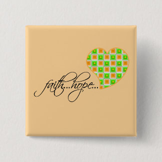 Badge Carré 5 Cm Faith Hope Love Heart 1 Corinthiens 13:13