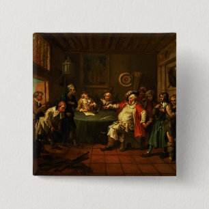 Badge Carré 5 Cm Falstaff examinant ses recrues de Henry IV