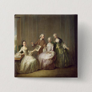 Badge Carré 5 Cm Famille dans un intérieur avec des écureuils