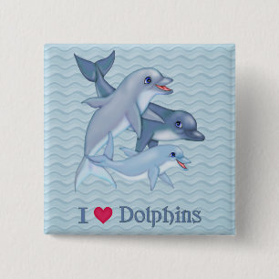Badge Carré 5 Cm Famille Dolphin