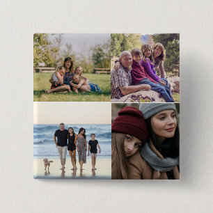 Badge Carré 5 Cm Famille personnalisée 4 Photo