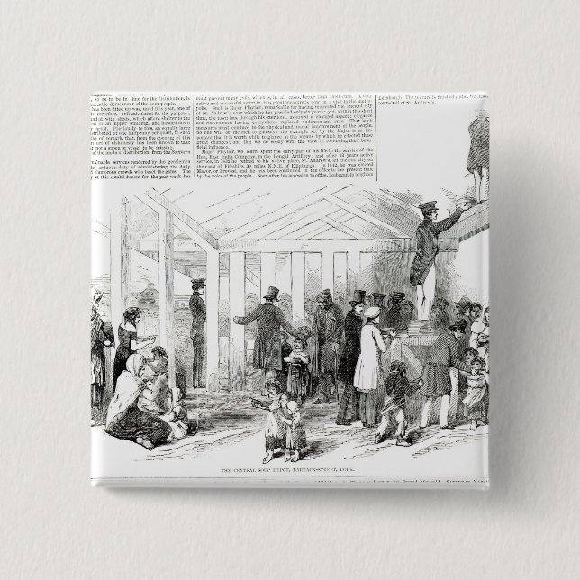 Badge Carré 5 Cm Famine irlandaise de pomme de terre, 1847 (Devant)