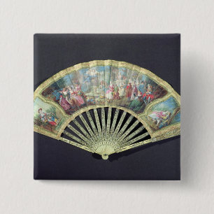 Badge Carré 5 Cm Fan de cour, Français, XVIIIème siècle (ivoire 